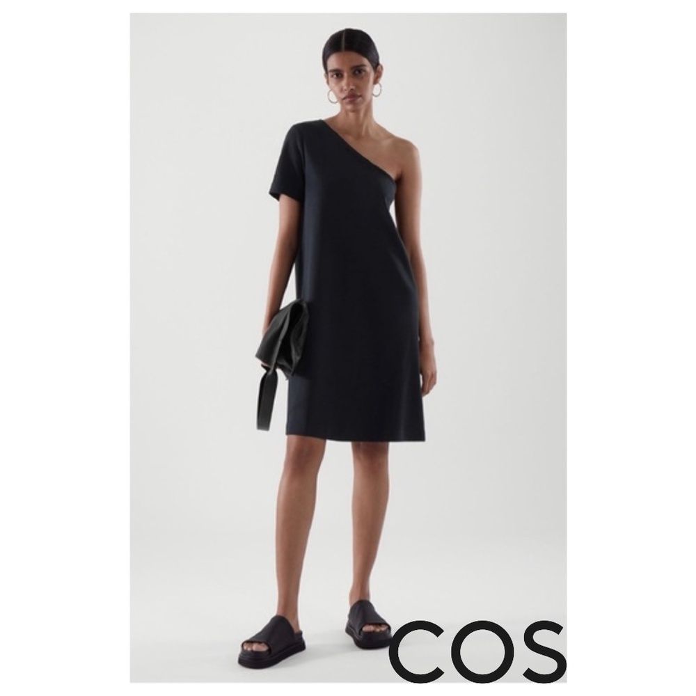 Cos One Shoulder Navy T-shirt Dress NWT